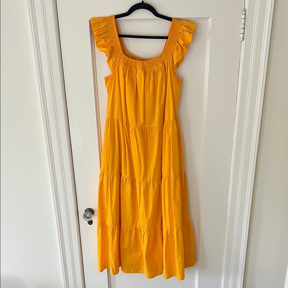 English Factory Bright Yellow Ruffle Sleeve Maxi Dress